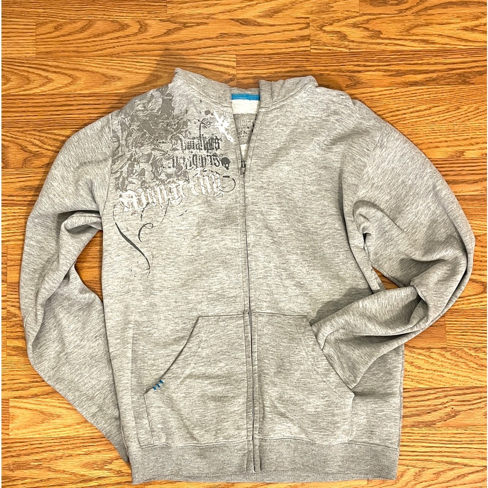 Monarchy Full Zip Sweatshirt Mens Gray Embroidered